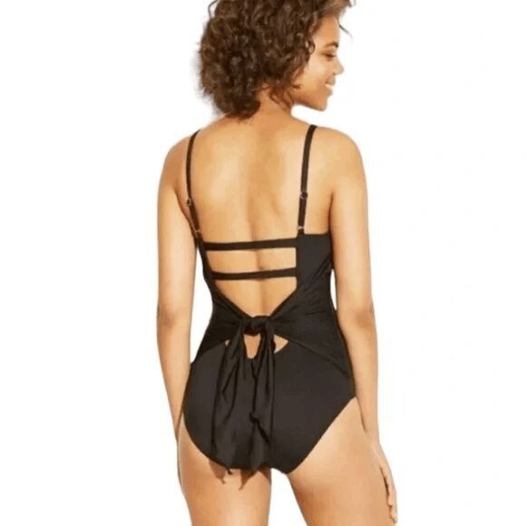 Kona Sol Black Tie Front Or Back One Piece Swimsuit Large - Picture 8 of 8